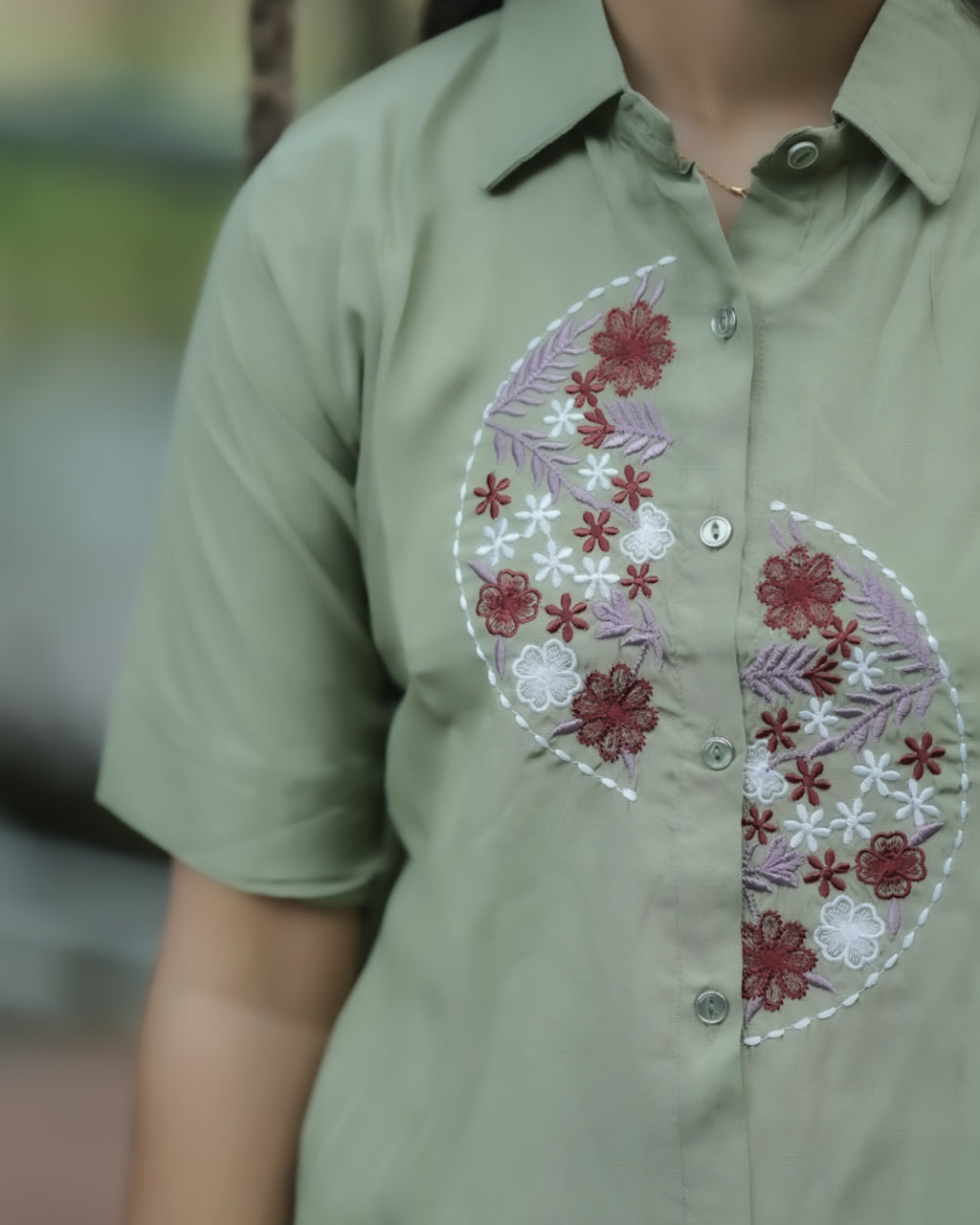 Short Sleeve Button-Down Crop Shirt