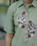 Short Sleeve Button-Down Crop Shirt