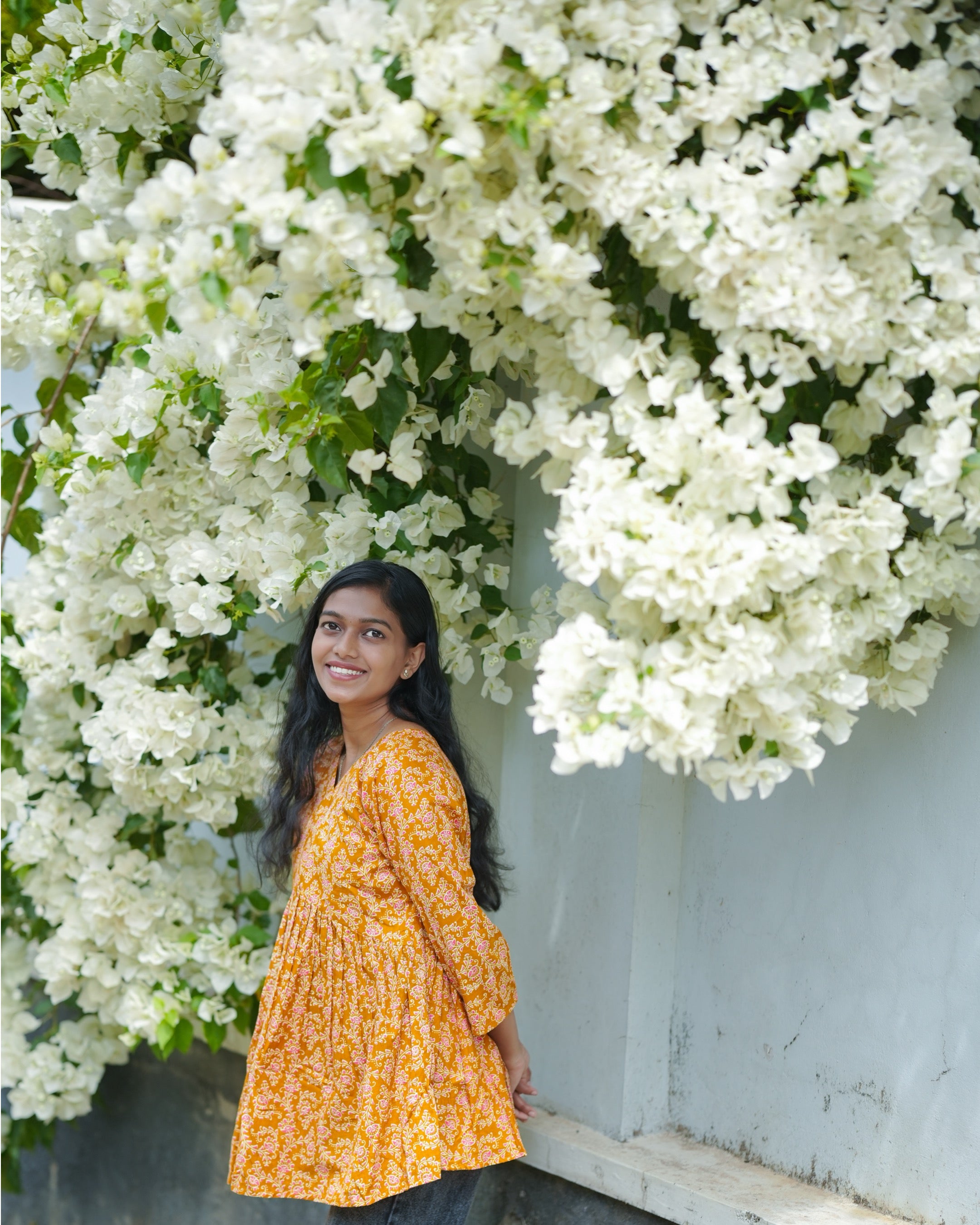 Mustard Yellow Cotton Peplum Kurti Top